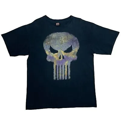 Marvel X The Punisher Skull Black Cotton T-Shirt Large • £9.10