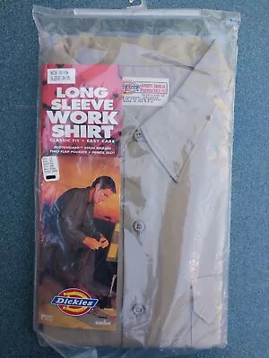 Vintage Dickies Long Sleeve Work Shirt New Old Stock Made In USA 18-18-1/2 34/35 • $18