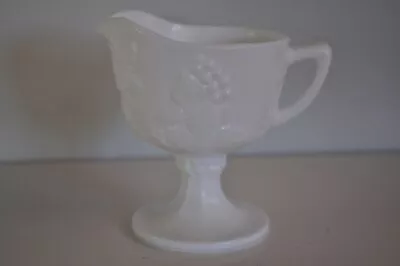 Vintage Milk Glass White Indiana Colony Grape Harvest Creamer Pedestal • $12