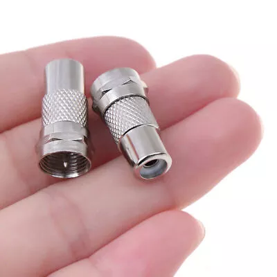 2pcs RCA Female Jack To F-Type Male Plug Coax Coaxial Adapter Radio Connector • £2.53