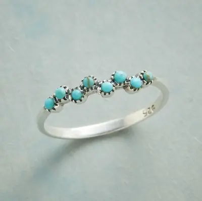 Turquoise Stone S925 Sterling Silver Boho Statement Women's Ring • $10.99