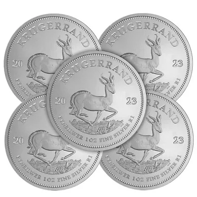 2023 South Africa 1 Oz Silver Krugerrand BU，Lot Of 5 • $128.99