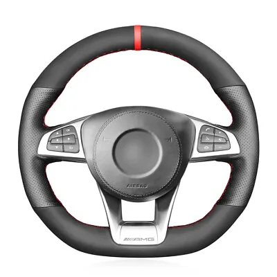 Leather Suede Steering Wheel Cover For Mercedes Benz A45 AMG C43 63 CLA 45 CLS • £52.78
