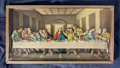 Vintage Last Supper Jesus With Disciples 3D Glass Framed Picture  • $39.95