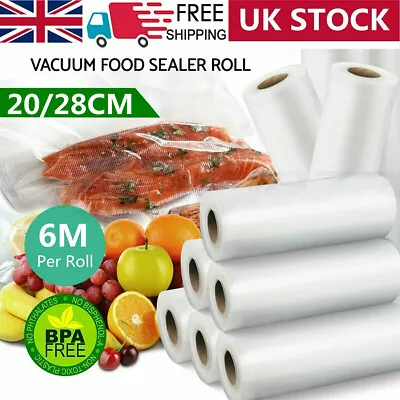 £7.99 • Buy 1-10 Rolls -20cm & 28cm Textured Vacuum Sealer Sous Vide Food Saver Storage Bags