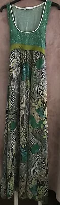 Zara Trf Ladies Sleeveless Maxi Dress - Medium Green Multi • £15