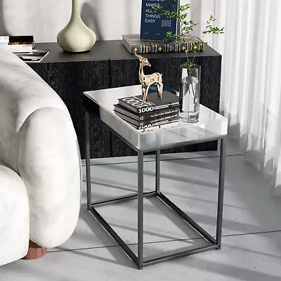 Mirrored Narrow End Table Small Sofa Couch Bed Side Table With Storage Glass • $59.93