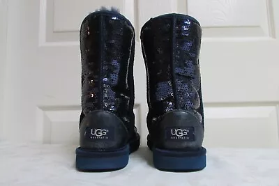 Ugg Australia 1003598 Classic Short Sparkle Blue Silver Sequin Boots Women's  7 • $45