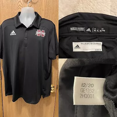 NWOT Adidas Mississippi State Bulldogs GE1762 Aeroready XL Short Sleeve Polo BLK • $20