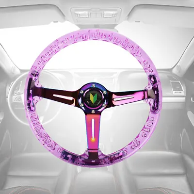 6-Holes 350mm Deep Dish VIP JDM Purple Crystal Bubble Steering Wheel Neo Spoke • $80