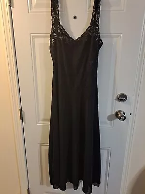 Sexy Vintage Delicates Black Lace & Shear Nightgown Size Large Adjustable Straps • $19.99