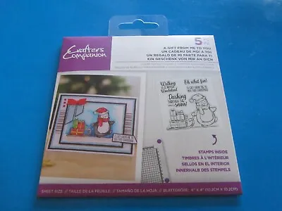 Crafters Companion A Gift From Me To YOU PENGUIN 5 Pce Stamp Set • £4