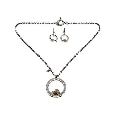 Mignon Faget Sterling Silver Circle With Stones Necklace & Earrings Set #16601 • $195