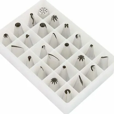 24pcs Pastry Cake Decorating Nozzles Tips Set Kit For Icing Piping Bag Tool Pen • £9.99