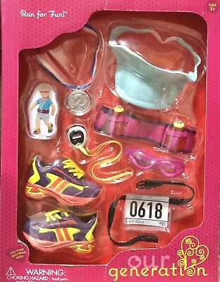 Our Generation Run For Fun 8 Piece Runners Outfit For 18  Doll NEW Marathon Wear • $10.12