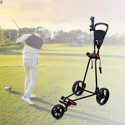 3 Wheels Folding Lightweight Golf Club Push Pull Cart Trolley Golf Pull Cart USA • $124.45