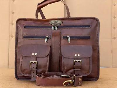 (18 Inch Large Bag) Men's Real Leather Messenger Shoulder Laptop Bag Briefcase • $56.40