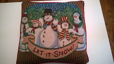 $12.99 • Buy Christmas Snowman Throw Pillow Designers Touch 15x15 Vintage