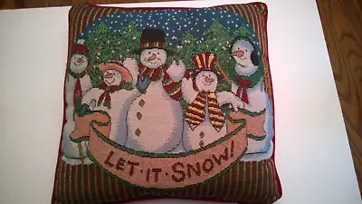 $12.99 • Buy Christmas Snowman Throw Pillow Designers Touch 15x15 Vintage