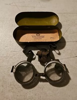 Antique Willson Safety Glasses Goggles Steampunk W/Case  • $39.95