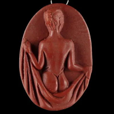 BC08100# Hand Carved Cameo Goddess Red Malachite Pendant Bead Gemstone  • $19.99