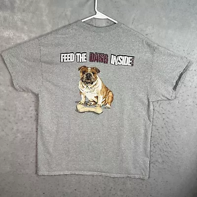 Vintage Mississippi State Bulldogs Feed The Dawg T Shirt Adult XL Gray Mens • $19.99