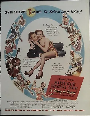 A Song Is Born Trade Print Ad 1948 Danny Kaye Virginia Mayo Louis Armstrong • $5.29