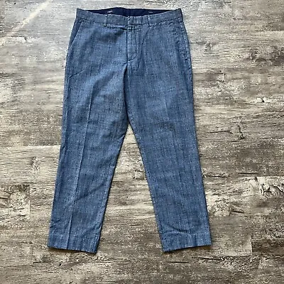 J Crew Pants Mens 33 X 28 Dark Blue Chambray Thompson Slim Straight Leg Cotton • $21.74