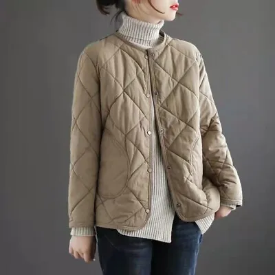 Womens Korean Fashion Loose Round Neck Padded Jacket Winter Quilted Outwear Coat • $71.60