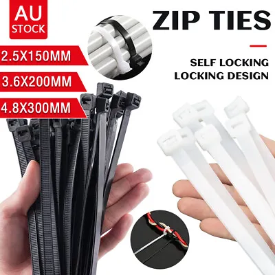 Cable Ties Zip Ties Nylon UV Stabilised Bulk Black&White Cable Ties • $1.99