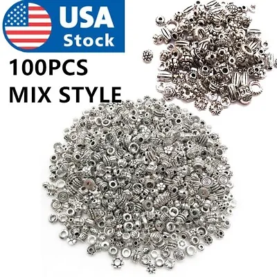 100Pcs Mix Style Tibetan Alloy Metal Loose Spacer Beads Lot For Jewelry Making • $9.99