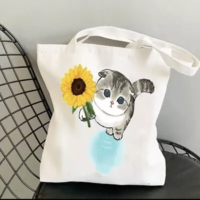 Cute Cat Cotton Bag Kawaii Japanese Style  • £5