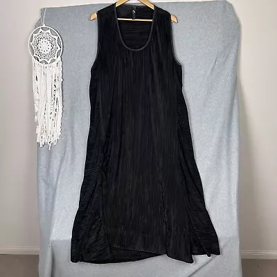 TS Taking Shape Pleated Maxi Dress Plus Size L 20 Black Sleeveless Pleats • $34.95