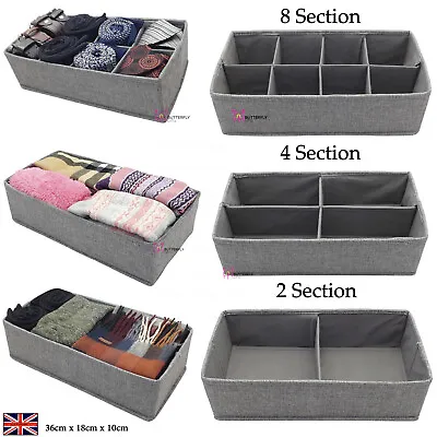 Grey Section Drawer Divider Tidy Chest Draw Organiser Storage Socks Belts Bra • £9.95