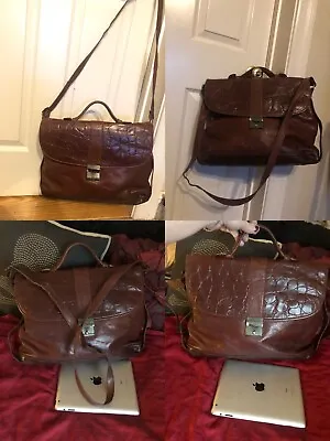 Maraolo Briefcase Brown Crocodile Embossed Leather Satchel/suitcase. VINTAGE • $36