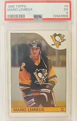 1985 Topps Mario Lemieux Rookie #9 PSA 5 RC Excellent Pittsburgh Penguins HOF’er • $199.99