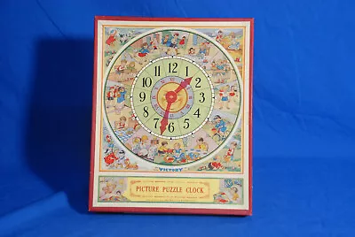 Vintage Victory Picture Puzzle Clock Plywood Time Teacher 28 Pieces -  England • $10