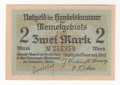 1922 Memel ( Klaipeda) Lithuania 5 Mark Notgeld Unc. • $21.95
