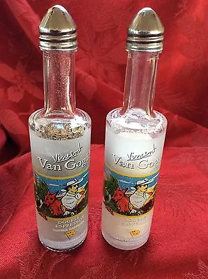 2 VINCENT VAN GOGH Coffee Vodka Mini Liquor 50ml Bottles UpCycled SALT PEPPER • $21