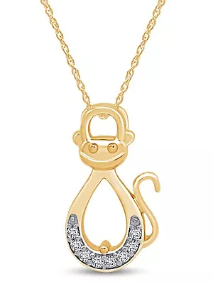 Infinity Monkey Pendant 18  Necklace Simulated Birthstone 14K Yellow Gold Plated • $37.81