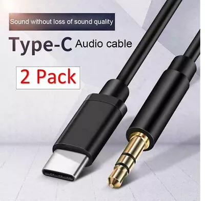 2 Pack Type C To Aux Cable USB Type-C To 3.5mm Cord Car AUX Music Audio Adapter • $6.45