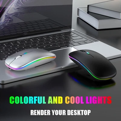 £5.99 • Buy 2.4Ghz Slim Silent Wireless Mouse USB Mice Rechargeable RGB LED Laptop PC/MAC