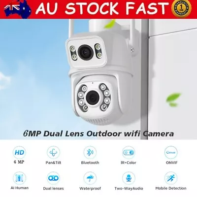 ICSEE Dual Lens WiFi IP Camera Wireless Outdoor CCTV PTZ Home Security IR Cam • $61.95