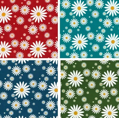 Polycotton Fabric Daisy Floral Flowers Daisies Craft Costume Metre Kids Material • £0.99