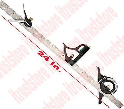 Long Steel Machinist Combination Try Tri Square Ruler Measuring Angle Tool Rule • $44.96