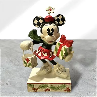 Jim Shore Disney Black White Red & Green Minnie Mouse With Bag & Gift 6010870 • $40