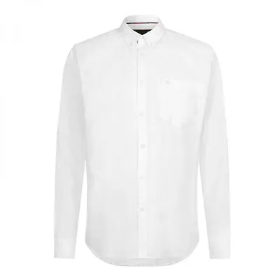 Mens Merc London Long Sleeve Mod Retro Classic Oxford Shirt Style Oval - White • £39.99