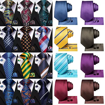 Paisley Tie Fashion Set Hanky Cufflinks Neckties For Men Woven Silk • $27.98