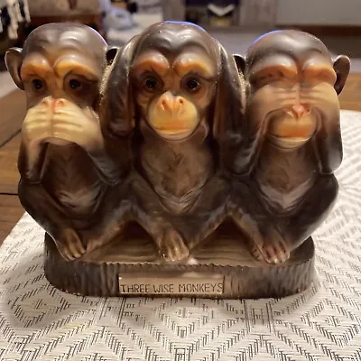 Vintage Three Wise Monkeys Hear See Speak No Evil Coin Bank Piggy Bank NICE! • $16