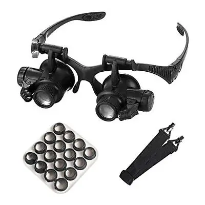 Head Mounted Magnifier With LED Light Jewelers Loupe Magnifying Glasses With 8 • $25.49